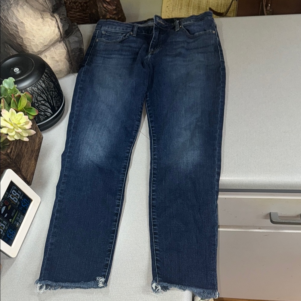 Lucky Brand Blue Ankle Cropped Jeans with Frayed Hem